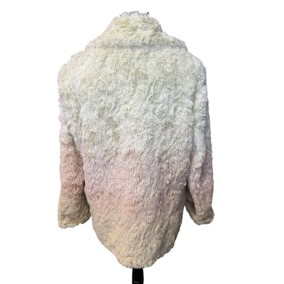 Anthropologie Womens Ivory Button Front Ombre Plush Faux Fur Coat Size M - Picture 8 of 16